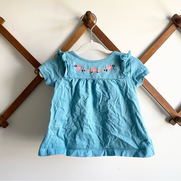 Carter's Dresses Carters Baby Girl Dress Floral Embroidered Blue